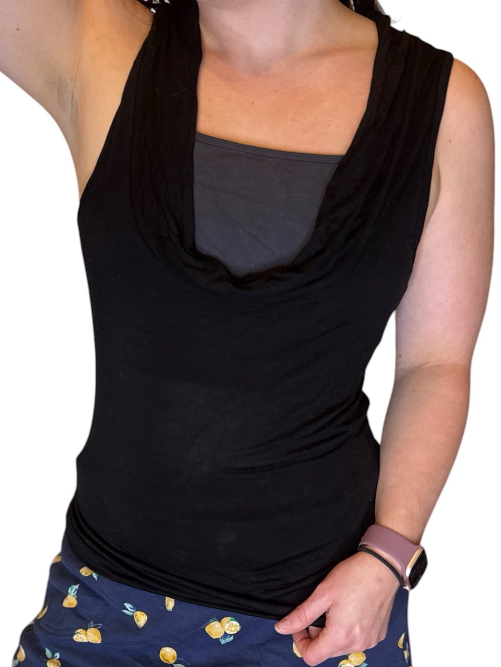 James Perse Black Cowl Neck Tank Top Size 3 US Large